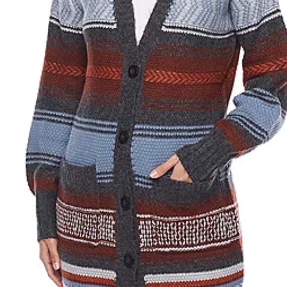 ana Women’s  Long Sleeve Button Striped Cardigan - Picture 7 of 16